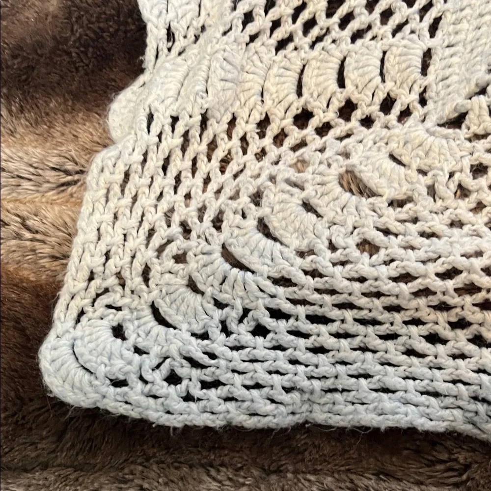 Handmade Light Blue Crochet Blanket - Picture 2 of 4